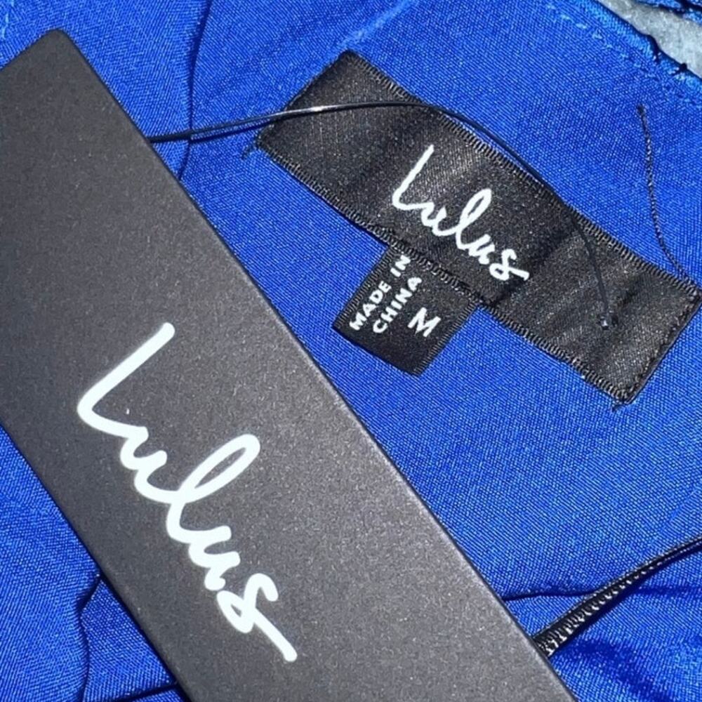 Perfectly Flirtatious Blue Floral Jacquard Tie-Back Mini Dress Size Medium NWT - Picture 9 of 11